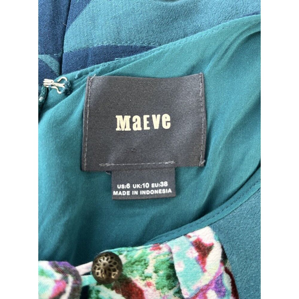 Anthropologie Maeve Floral Fit N Flare Cold‎ Shoulder Turquoise Dress Sz 6 $138 - Picture 8 of 15